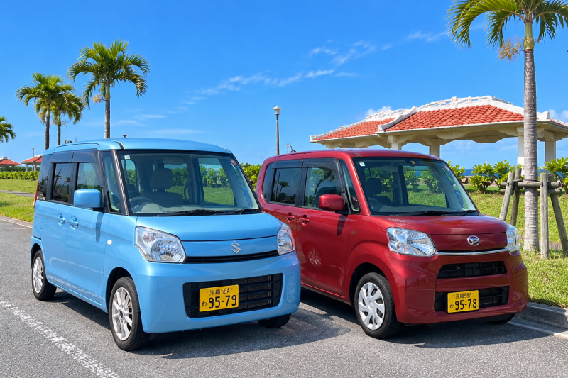 室内広々！人気のスライドドア軽自動車！那覇空港送迎付き！タント、スペーシア等