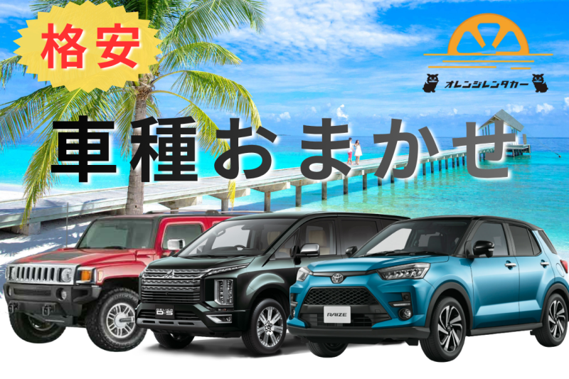 【車種お任せ・格安】どんな車両になるかお楽しみ！予約は5名以下限定。
