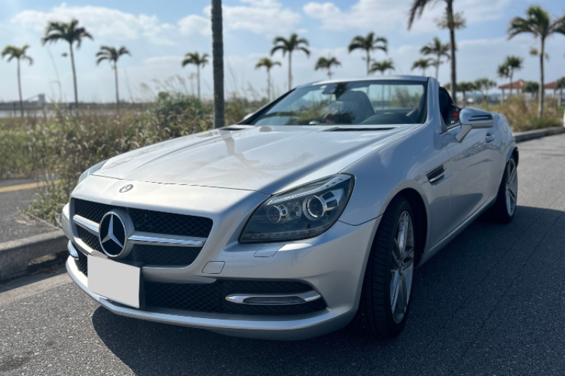 【最安値プラン・補償選択制】メルセデス・ベンツ SLK 2人乗り オープンカー 事前全額クレジット決済 タクシー無料送迎 チャイルドシート無料 充電器無料貸出